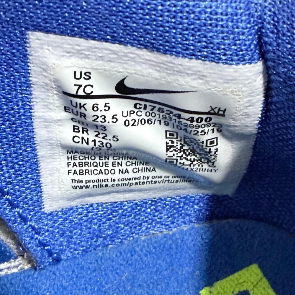 Nike LeBron Soldier 13 Flyease Toddler 7C Blue Volt Basketball‎ Shoes